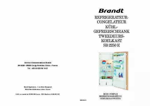 Mode d'emploi BRANDT SB2250E