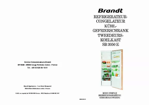 Mode d'emploi BRANDT SB3050E