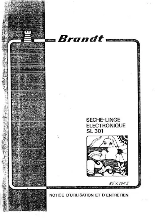 Mode d'emploi BRANDT SL301