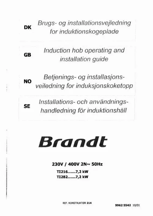 Mode d'emploi BRANDT TI282BT1