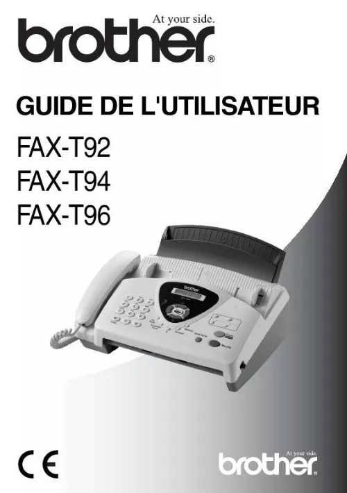 Mode d'emploi BROTHER FAX-T96