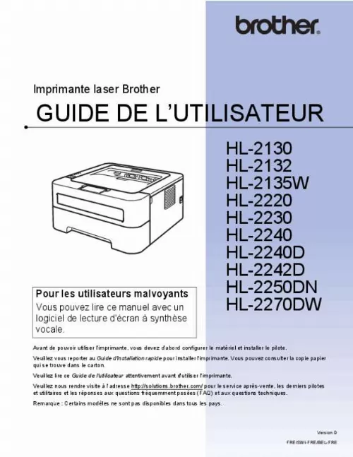 Mode d'emploi BROTHER HL-2240D