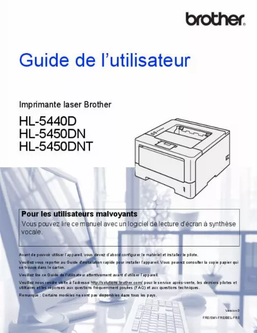 Mode d'emploi BROTHER HL-5450DNT
