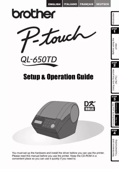 Mode d'emploi BROTHER P-TOUCH QL-650TD