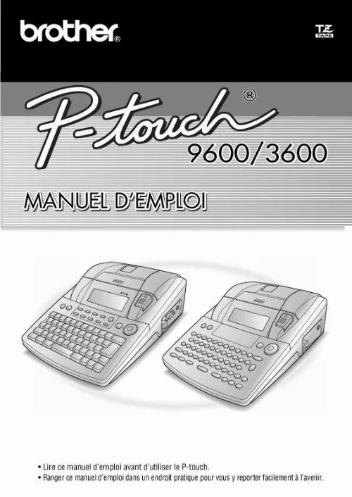 Mode d'emploi BROTHER PTOUCH PT-3600