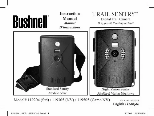 Mode d'emploi BUSHNELL TRAIL SENTRY 119204/119305/119505-ENGLISH/FRENCH (CANADA)
