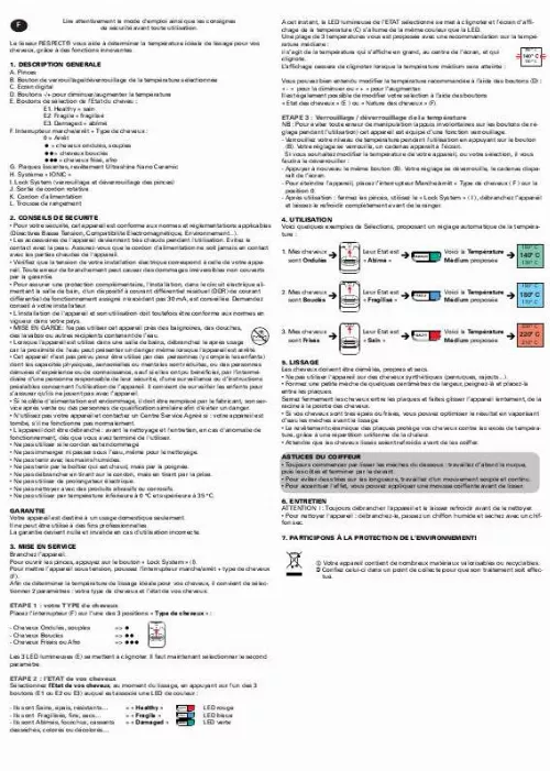 Mode d'emploi CALOR CF 7710