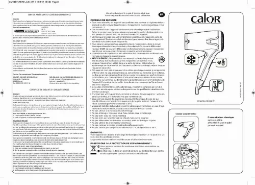 Mode d'emploi CALOR CV4332C0