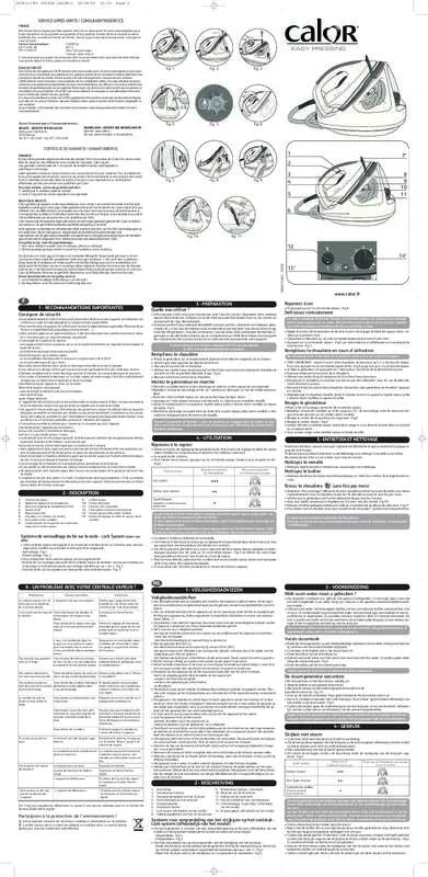 Mode d'emploi CALOR GV5225C0