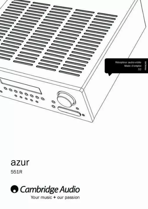 Mode d'emploi CAMBRIDGE AUDIO AZUR 551R