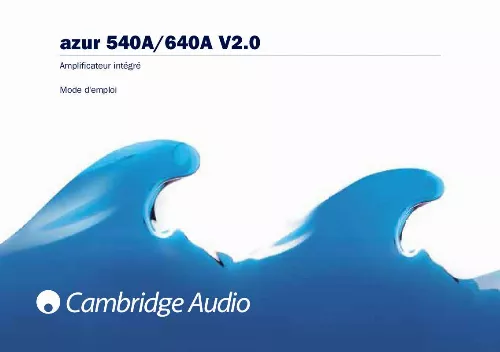Mode d'emploi CAMBRIDGE AUDIO AZUR 640A V2