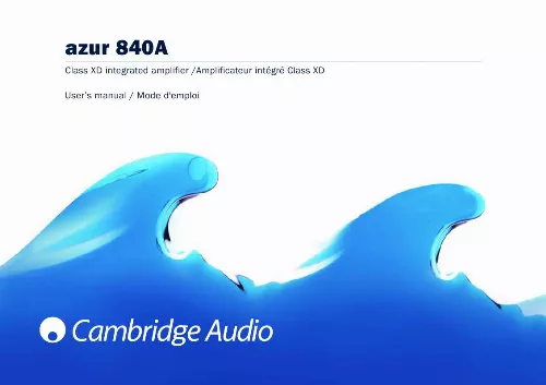 Mode d'emploi CAMBRIDGE AUDIO AZUR 840A