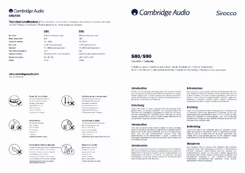 Mode d'emploi CAMBRIDGE AUDIO SIROCCO S80