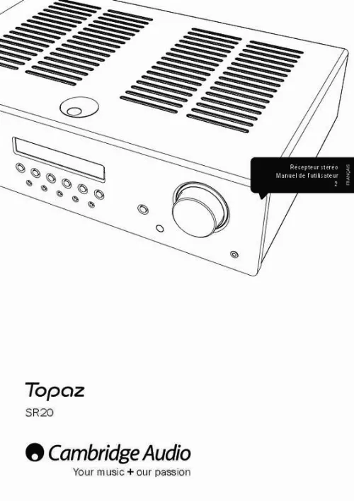 Mode d'emploi CAMBRIDGE AUDIO TOPAZ SR20