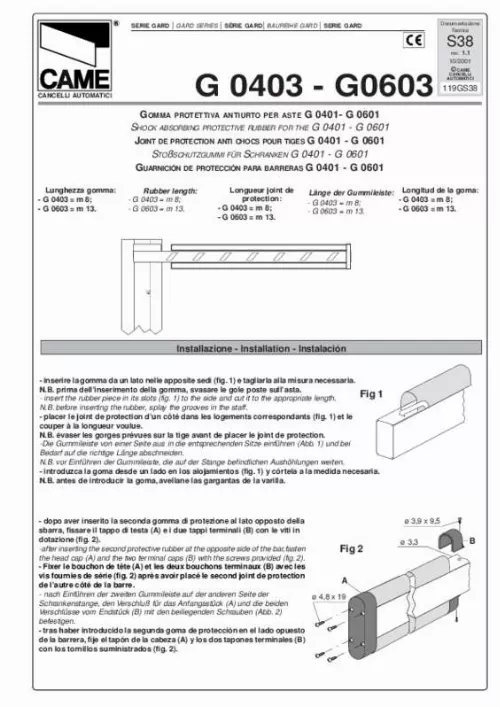 Mode d'emploi CAME G0603