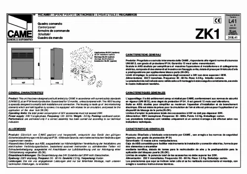 Mode d'emploi CAME ZK1
