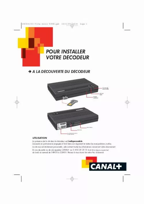 Mode d'emploi CANAL PLUS SYSTER