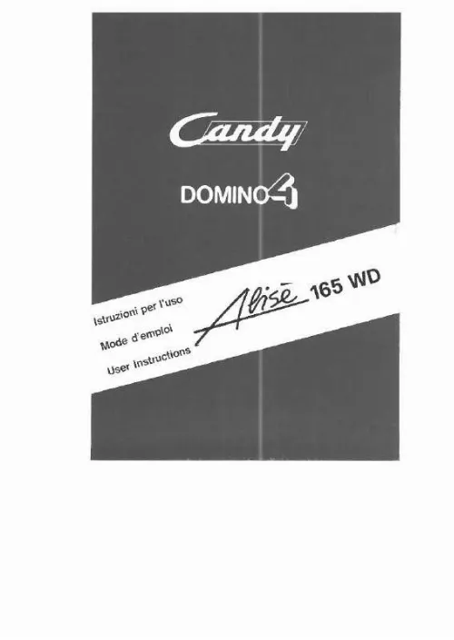 Mode d'emploi CANDY ALISE 165 WD