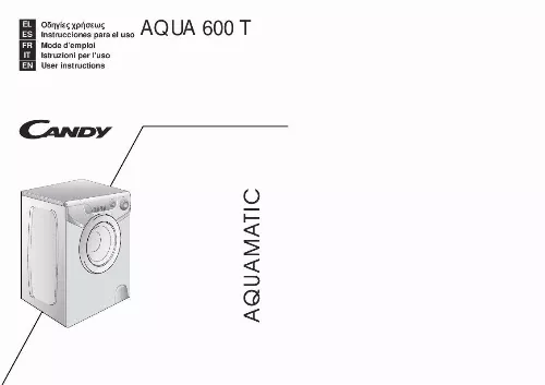 Mode d'emploi CANDY AQUA 600 T
