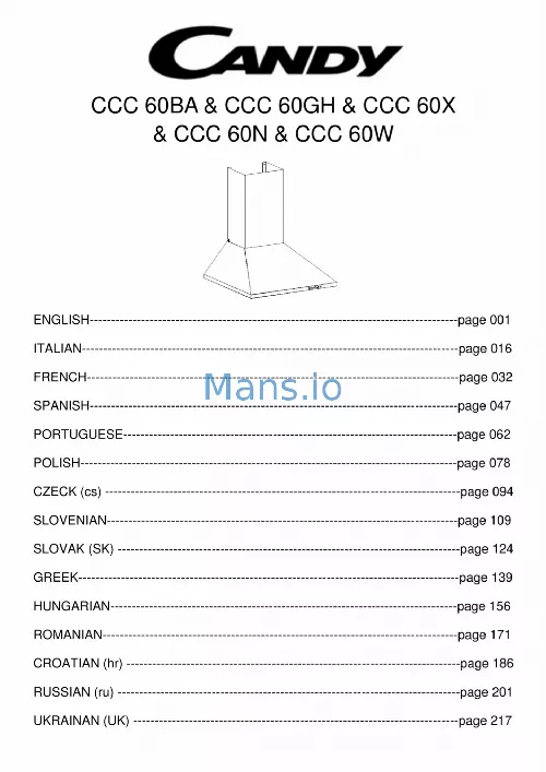 Mode d'emploi CANDY CCC60X