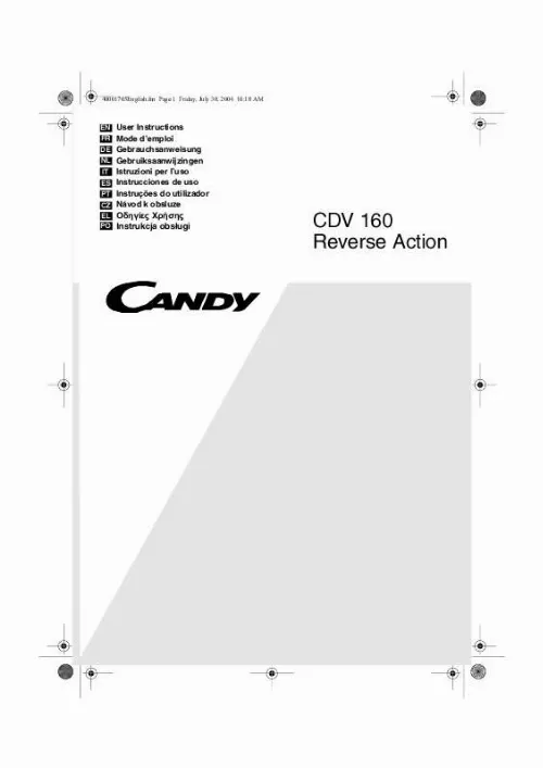 Mode d'emploi CANDY CDV 160