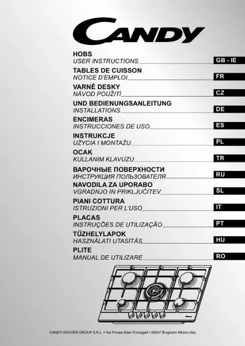 Mode d'emploi CANDY CPG64SGX