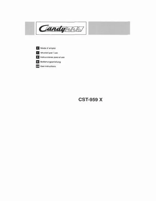 Mode d'emploi CANDY CST 959