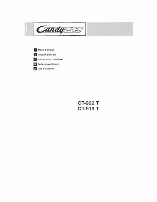 Mode d'emploi CANDY CT-919 T