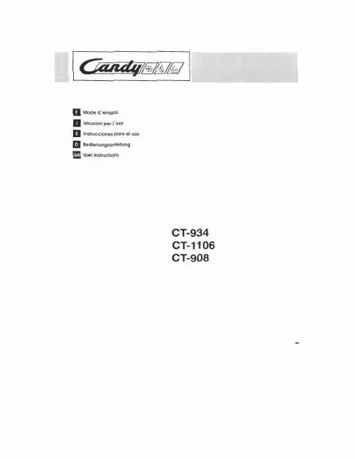 Mode d'emploi CANDY CT 934