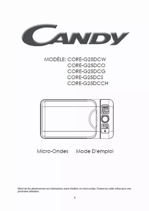 Mode d'emploi CANDY EGO-G25DCW