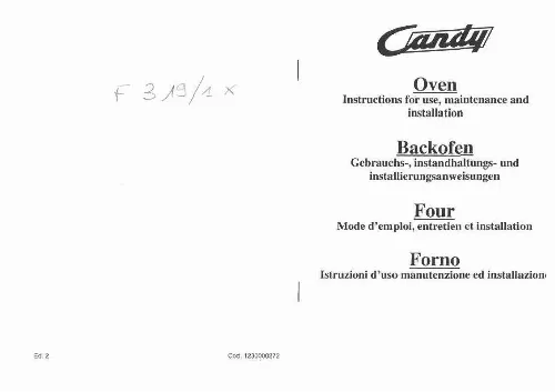 Mode d'emploi CANDY F319