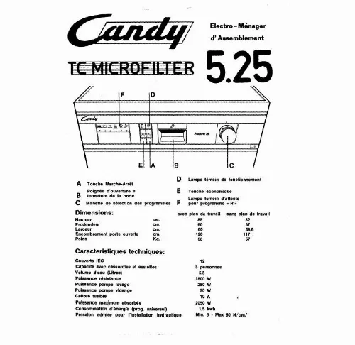 Mode d'emploi CANDY TC MICROFILTER 5.25