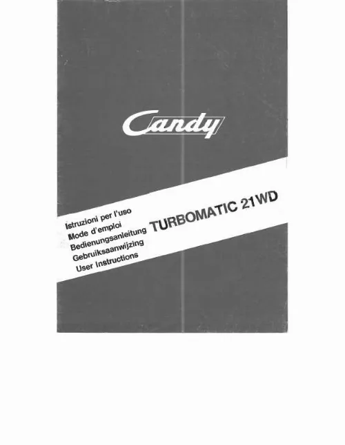 Mode d'emploi CANDY TURBOMATIC 21WD