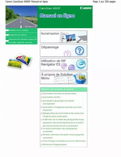Mode d'emploi CANON CANOSCAN 9000F