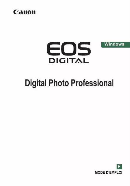 Mode d'emploi CANON EOS DIGITAL-DIGITAL PHOTO PROFESSIONAL SOFTWARE