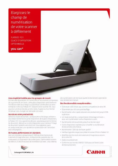 Mode d'emploi CANON FLATBED SCANNER UNIT 101