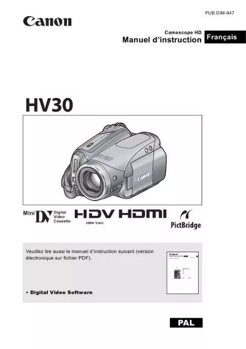 Mode d'emploi CANON HV30