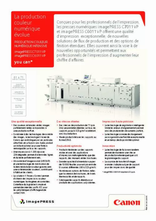 Mode d'emploi CANON IMAGEPRESS C6011VP