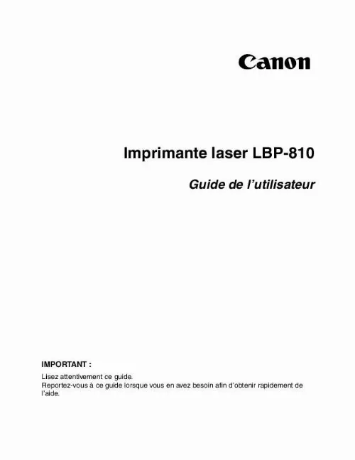 Mode d'emploi CANON LBP-810