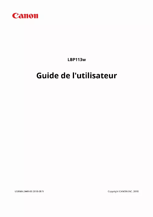 Mode d'emploi CANON LBP113W