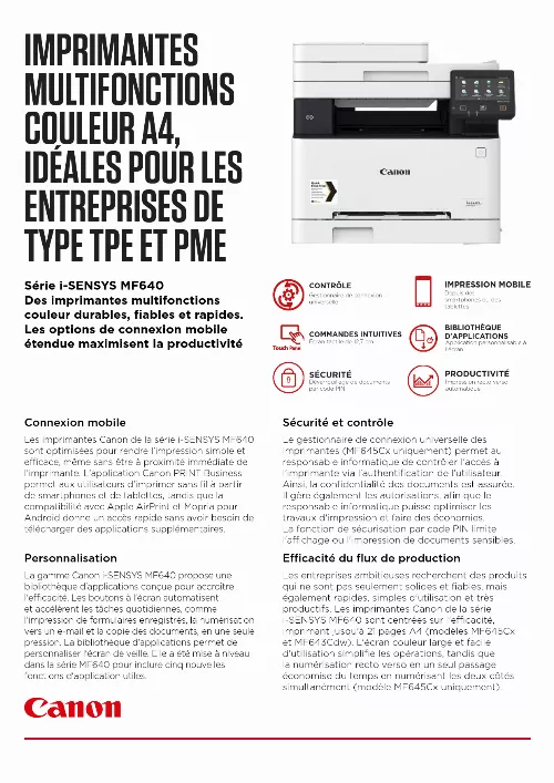 Mode d'emploi CANON MF645CX