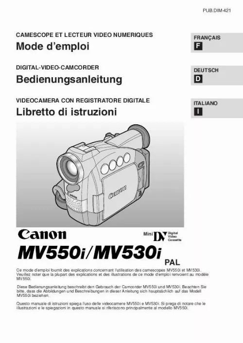 Mode d'emploi CANON MV550I