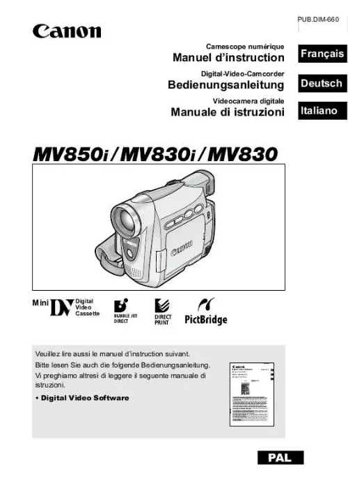 Mode d'emploi CANON MV830