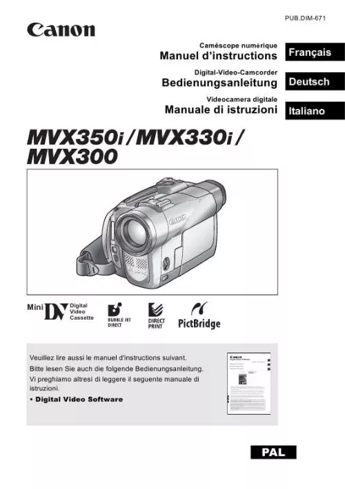 Mode d'emploi CANON MVX330I