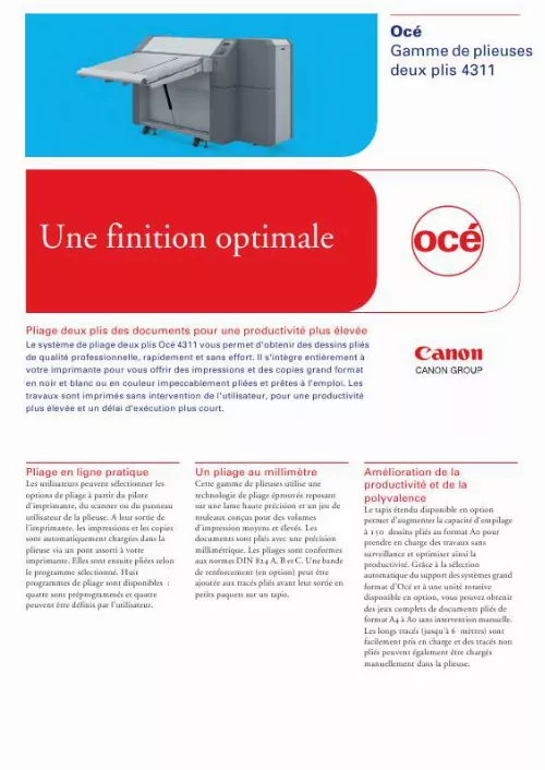 Mode d'emploi CANON OCE 4311 FULLFOLD