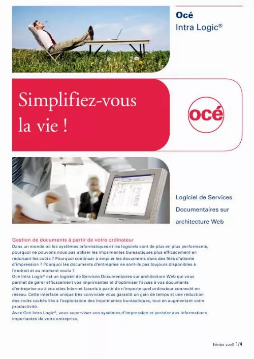 Mode d'emploi CANON OCE INTRA LOGIC