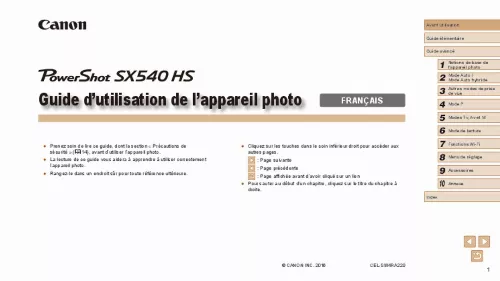 Mode d'emploi CANON POWERSHOT SX540 HS