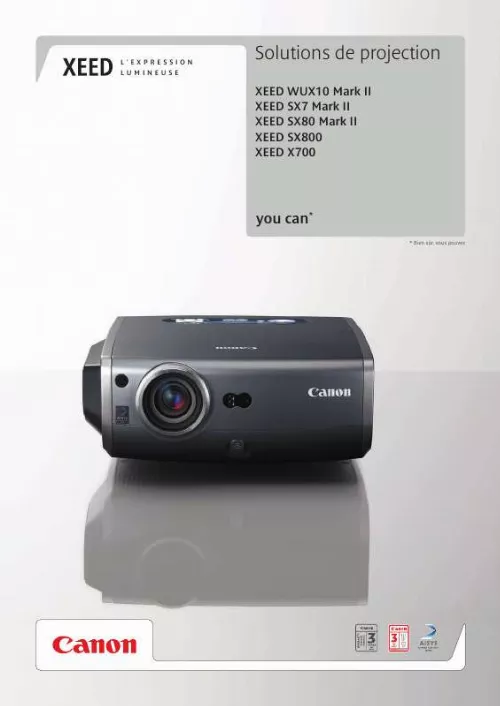 Mode d'emploi CANON XEED SX7 MARK II