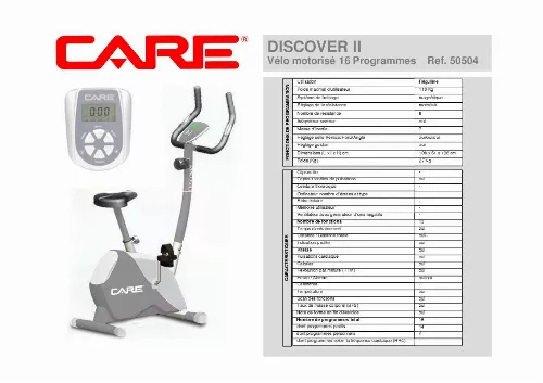 Mode d'emploi CARE FITNESS DISCOVER II 50504