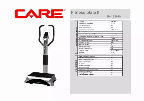 Mode d'emploi CARE FITNESS FITNESS PLATE III